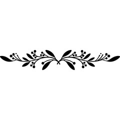 Poster - Floral design with leaves and berries symmetrical graphic element. Decorative floral design features symmetrical arrangement of leaves and berries creating elegant graphic element