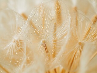 Poster - Close-up of delicate, translucent flower seeds with water droplets.