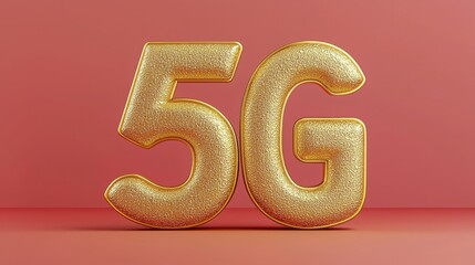 Poster - Ai-enhanced 5g bandwidth management with golden number five representing advanced communication technology