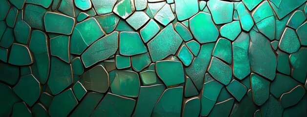Poster - A Colorful, Green 3D Render of the Trendy Tech Banner includes Slick Glass Fragments