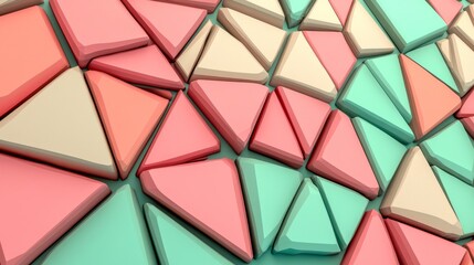 Poster - High Tech 3D Banner Showcasing a Bright and Colorful Polygonal Surface Adorned with Triangular Pyramids