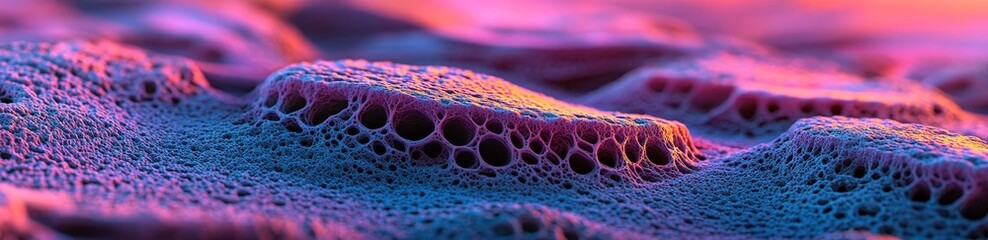 Poster - Vibrant Purple and Blue hues are featured in Glass Shapes, creating a Contemporary 3D Render that forms a Slick Tech Banner with copy-space