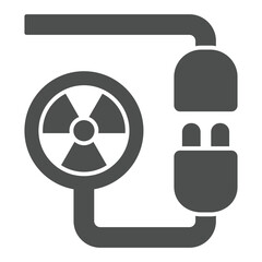 Poster - Electrical wire with radioactivity seal solid icon, atomic energy concept. Vector graphics. Electricity socket with fork sign on white background, glyph style icon for mobile or web design.