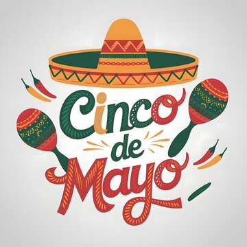 Cinco de Mayo Celebration with Festive Mexican Decorations, Colorful Papel Picado, Sombrero, Maracas, Tacos, and Mariachi Music – Vibrant Holiday Background for Posters, Banners, and Invitations