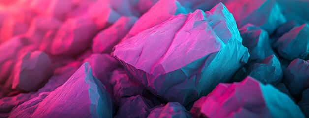 Poster - A trendy luxury banner is formed by vibrant pink and magenta glass pieces in a slick 3D render