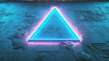 Poster - The background is a minimalist tech design with a raised triangle and turquoise trim illumination, set against a white surface with a 3D embossed shape, rendered in 3D