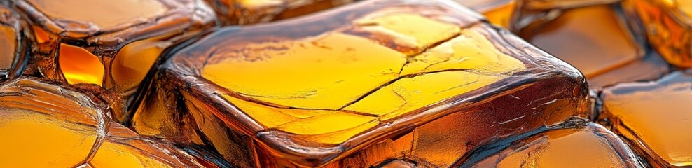 Poster - A vibrant yellow and orange 3D render is showcased on the Contemporary Luxury Banner, adorned with shiny glass shapes