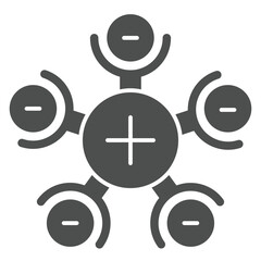 Poster - nucleus atom structure solid icon, atomic energy concept. vector graphics. positive with negative ar