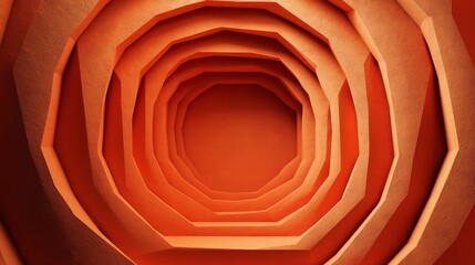 Poster - A minimalist surface serves as the base for an embossed octagon and an extruded 3D shape, all set against a vibrant orange gradient background, generated using 3D rendering techniques