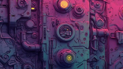 Poster - The tech wallpaper is a multicolored, futuristic depiction of science fiction hardware, generated through 3D rendering