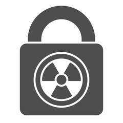 Fototapete - Lock with radiation seal solid icon, atomic energy concept. Vector graphics. Closed radioactive lock sign on white background, glyph style icon for mobile or web design.