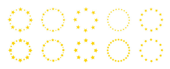 Wall Mural - star circle. stars in circle icon. stars in round circular emblem. vector illustration
