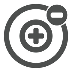 Poster - rotation around positive atom solid icon, atomic energy concept. vector graphics. plus and minus str