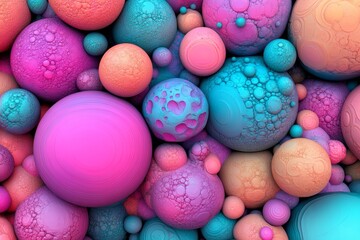 Poster - The abstract background serves as a backdrop for soft balls in a variety of pastel colors