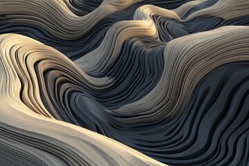 Poster - Glass panels are rendered in 3D as if draped like fabric, resulting in an abstract wavy pattern