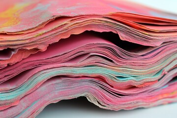 Poster - The image is a 3D render that showcases intricate folds and layered textures in hues of pink and red