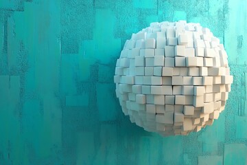 Fototapete - The 3D rendering features an abstract pattern sphere set against a blue backdrop