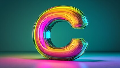 Fototapete - The background is a luminous gradient and has an abstract green crescent on it