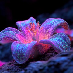 Poster - A colorful and vibrant design composed of an abstract 3D rendering of neon particles