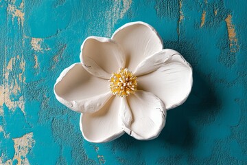 Poster - Soft blue paper shapes, layered to form a composition, evoke a sense of tranquility
