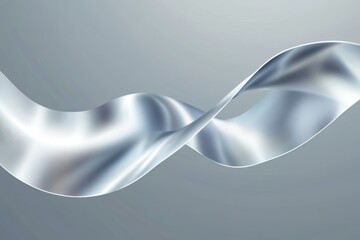 Poster - The abstract 3D rendering shows a metallic silver structure characterized by smooth curves and lines