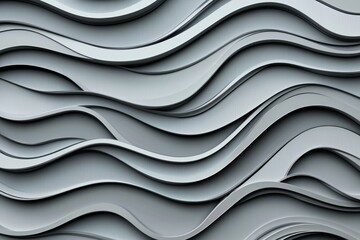 Poster - Metallic silver curves and lines form a smooth pattern in this abstract 3D rendered image