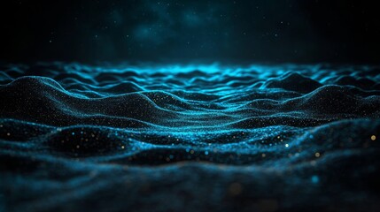 Poster - Big Data Vizualisation is conceptualized as an abstract background featuring a high tech, futuristic network of particles, generated through 3D rendering techniques