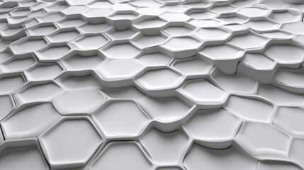 Poster - A 3D render presents a clean and minimal design, characterized by simple futuristic forms, set against a white tech background with a geometric 3D structure