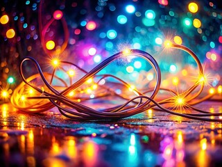 Poster - Vintage Abstract Neon Background: Shining Wires & Magic Empty Space Motion Design Stock Photo