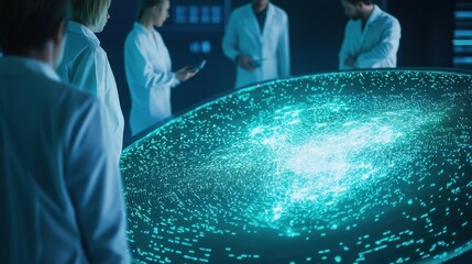 Poster - Scientists Analyzing Data on Advanced Holographic Display Technology