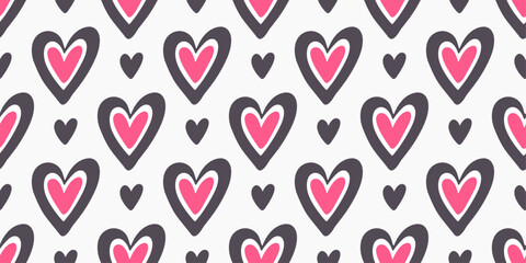 Fototapete - Vector simple minimalistic pattern with hearts. Hearts, seamless pattern.