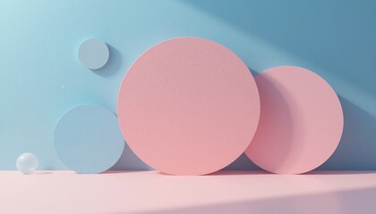 Poster - Abstract design elements with circular shapes studio setting digital art minimalistic environment elevated viewpoint contemporary aesthetics for creative inspiration