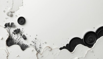 Poster - Abstract action art design featuring natural elements and textures creative space 2d digital illustration minimalist environment close-up perspective conceptual aesthetics