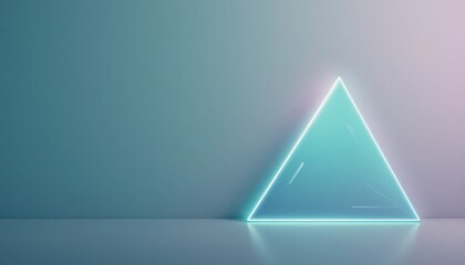 Poster - Illuminated geometric triangle display minimalistic studio setting digital art soft lighting contemporary perspective modern design concepts for enhanced visual appeal
