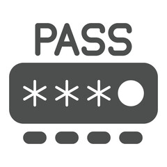 Fototapete - Entering secure password solid icon, hacker attacks concept. Vector graphics. Password input form sign on white background, glyph style icon for mobile or web design.