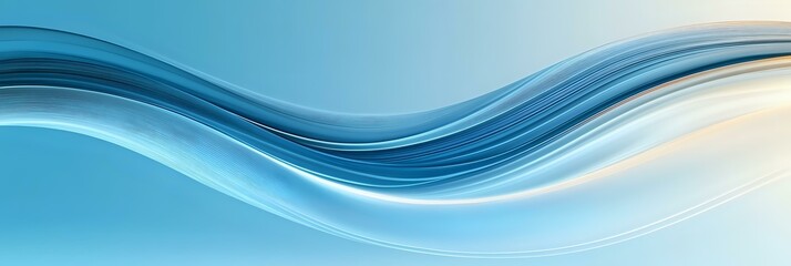 Aufkleber - flowing abstract wave design in shades of blue and white creates dynamic motion against gradient bac