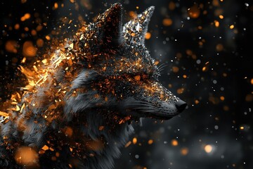 Poster - A detailed profile of a fox covered in shattered crystals