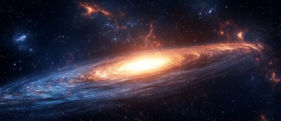 Wall Mural - a large, bright yellow star is surrounded by a dark blue and orange swirl