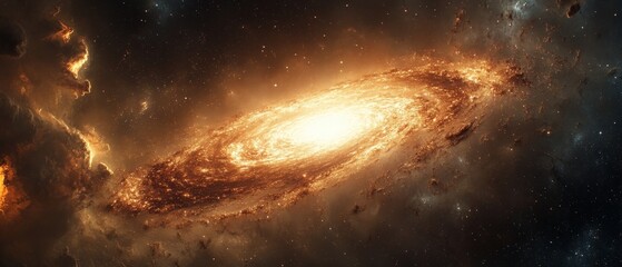 Wall Mural - a spiral galaxy with a bright yellow center