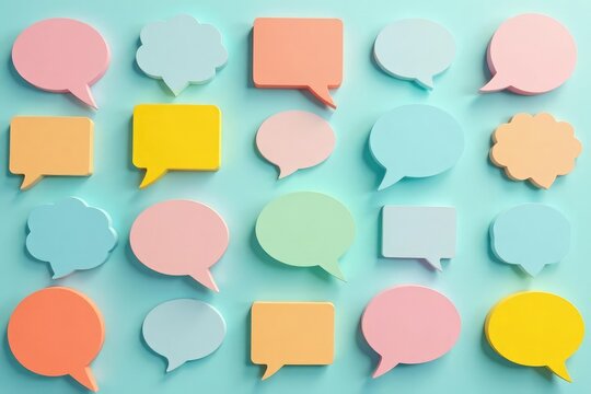 Repeating speech bubble pattern, pastel colors, graphic, soft, textile