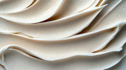 Poster - Elegant cream-colored waves form abstract curved layers with soft textured surfaces, creating flowing organic shapes in light and shadow for luxury backgrounds.