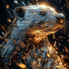 Poster - A reflective rodent like creature with shimmering gold highlights
