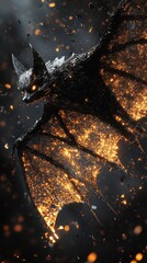 Poster - A glowing bat with sharp ears and dramatic dark wings