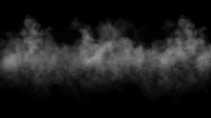 Foggy horizontal cloud layer on black background