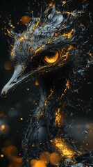Poster - An Abstract Artwork Depicting a Bird Creature With Glowing Details