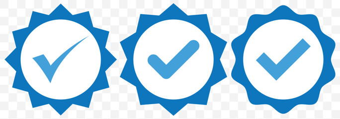 Poster - Blue Checkmark icon. Verified checkmark icon set. Vector illustration. EPS 10.