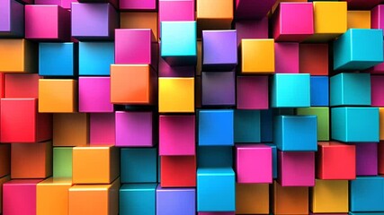 Abstract 3D Cubes Wall with Vibrant Color Palette for Modern Design and Presentation