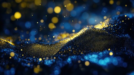 Leinwandbilder - Close-up abstract visualization of nanotechnology, microscopic circuit structures glowing in deep blue and gold, futuristic sci-fi background