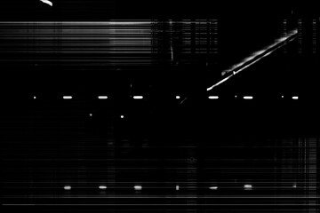 Poster - A screen display glitch with scan lines in black and white abstract background