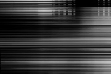 Poster - Scan lines and glitch screen display in black and white abstract background
